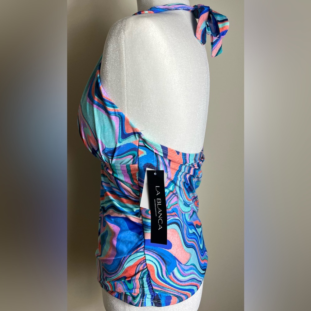 La Blanca Vibrant Multicolor Swirl Women's Tankini Swimsuit Top, Size 10, NWT - Picture 5 of 8